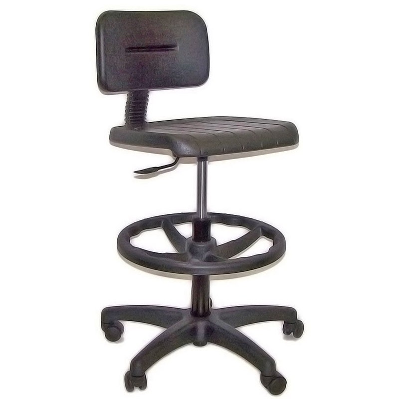 Chaise de travail haute en polyuréthane avec repose pied - noir
